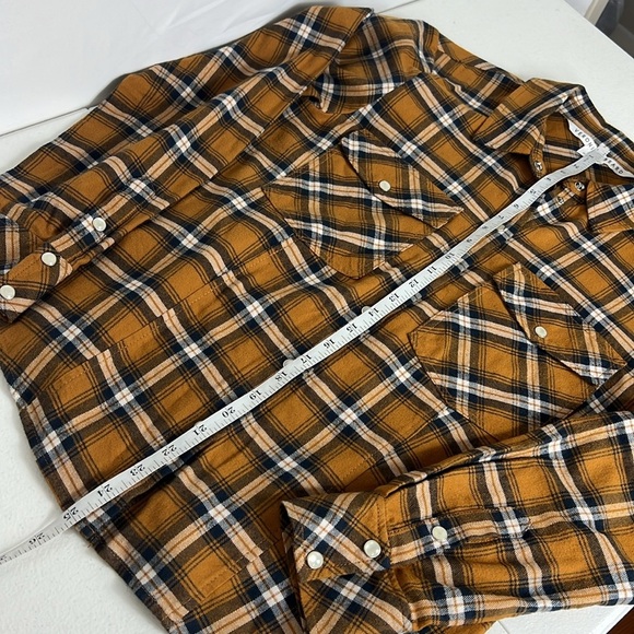 Veronica Beard Sz 10 Barnette Plaid Flannel Pearl Snap Button Down Shirt Gold - Picture 8 of 11